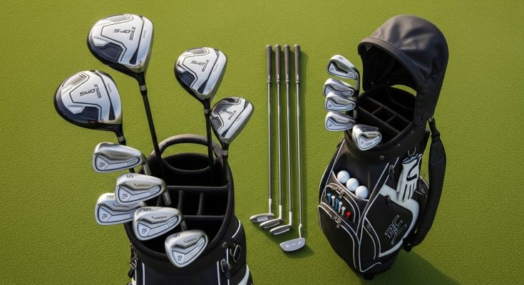 Beginner full golf club set for men with driver, irons, and putter