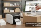 Small business owner using thermal printer for ecommerce shipping labels