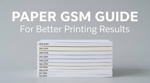 Comparison of different paper thicknesses with title Paper GSM Guide for Better Printing Results.
