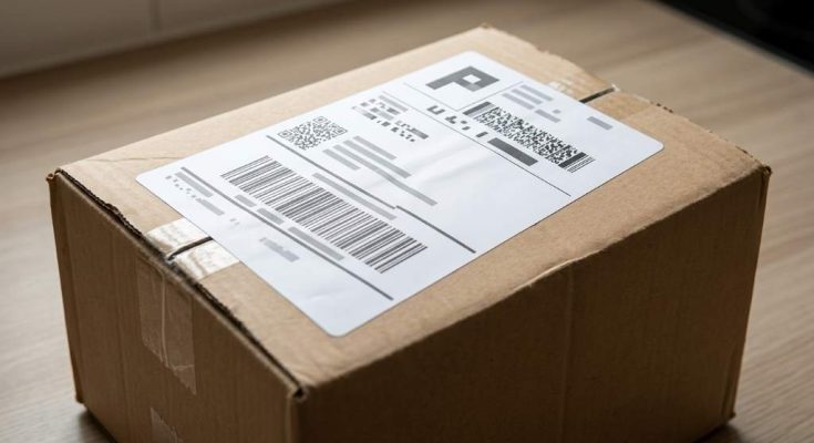 Removing a shipping label from a cardboard delivery box