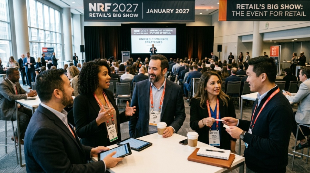 Retail professionals networking at NRF 2027 Retail's Big Show during a breakout session in January 2027