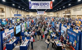 PPAI Expo 2027 trade show floor at Mandalay Bay Convention Center Las Vegas with hundreds of exhibitor booths
