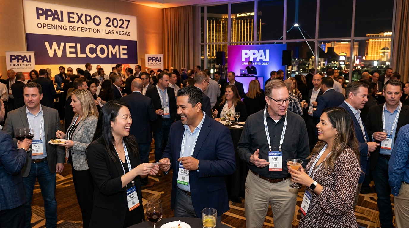 Industry professionals networking at the PPAI Expo 2027 Opening Reception in Las Vegas